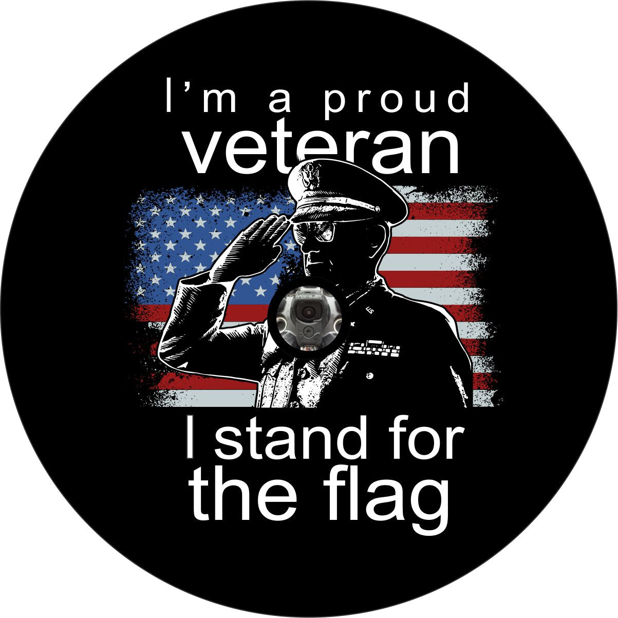 I'm a Proud Veteran American Flag Spare Tire Cover - Jeep, Bronco, RVs, Campers, Vans, Trailers