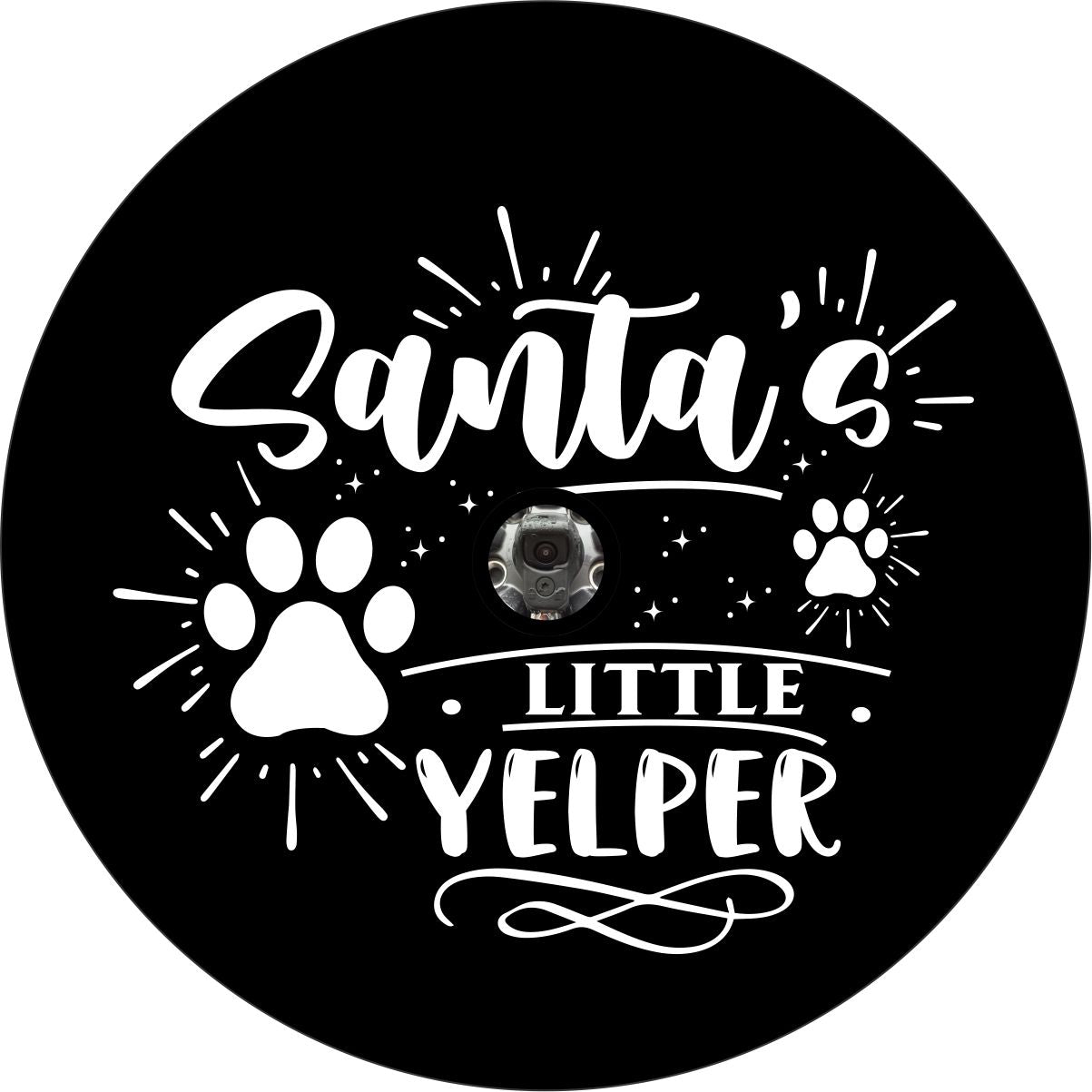 Santa's Little Yelper Paw Print Spare Tire Cover for Jeep, RV, Bronco, Camper, & More