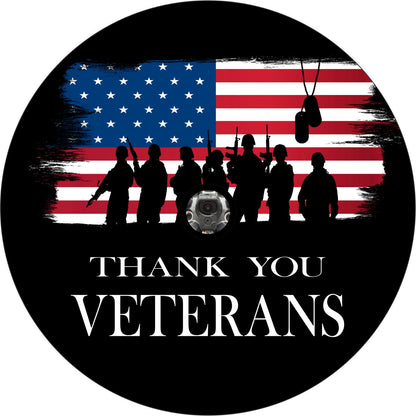 Thank You Veterans American Flag Spare Tire Cover - Jeep, Bronco, RVs, Campers, Vans, Trailers