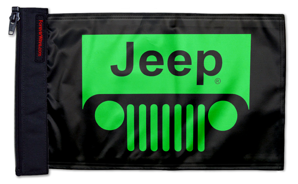 Jeep Grill 12"x18" Forever Wave Flag for Jeep Wrangler JKU 4-Door 2007-2018
