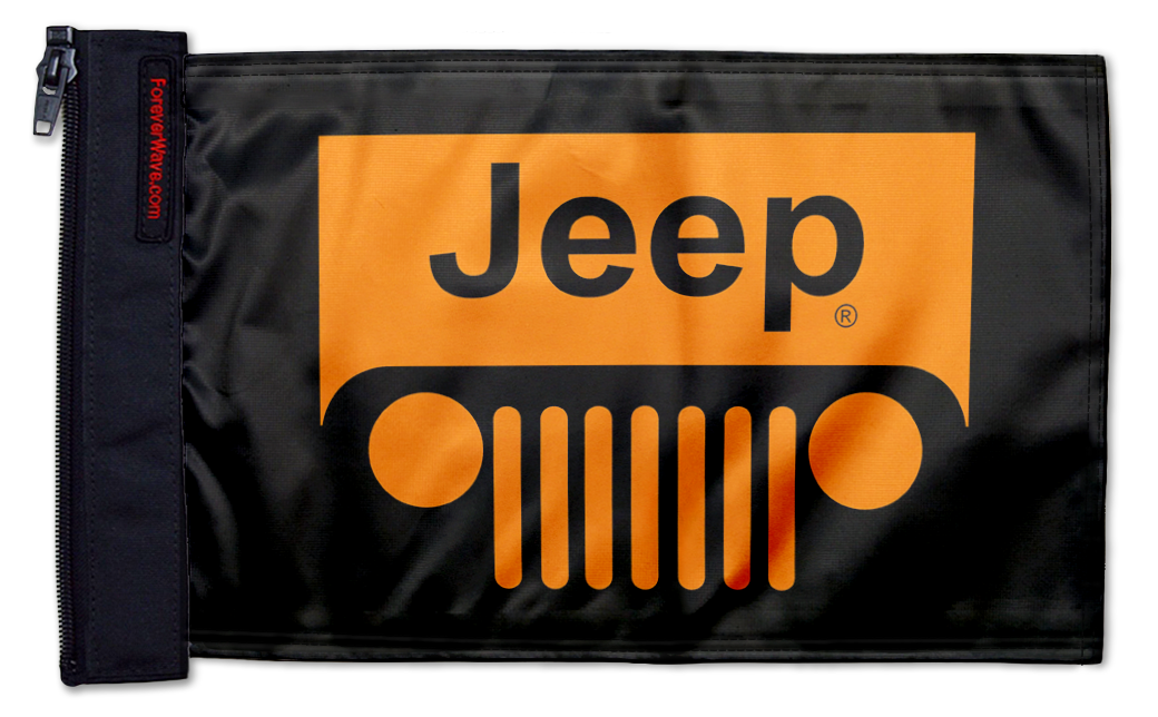 Jeep Grill 12"x18" Forever Wave Flag for Jeep Wrangler JLU 4-Door 2018-Present