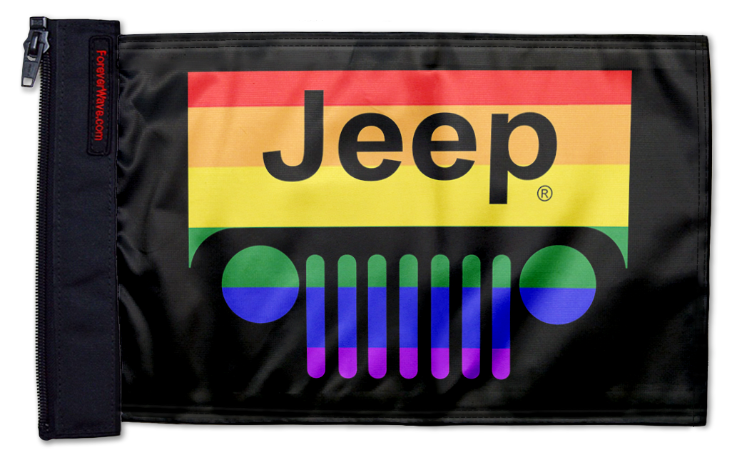 Jeep Grill 12"x18" Forever Wave Flag for Jeep Wrangler JKU 4-Door 2007-2018
