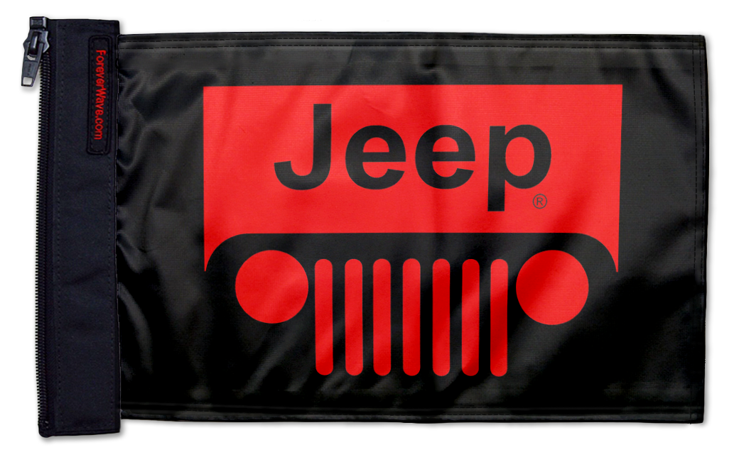 Jeep Grill 12"x18" Forever Wave Flag for Jeep Wrangler JKU 4-Door 2007-2018