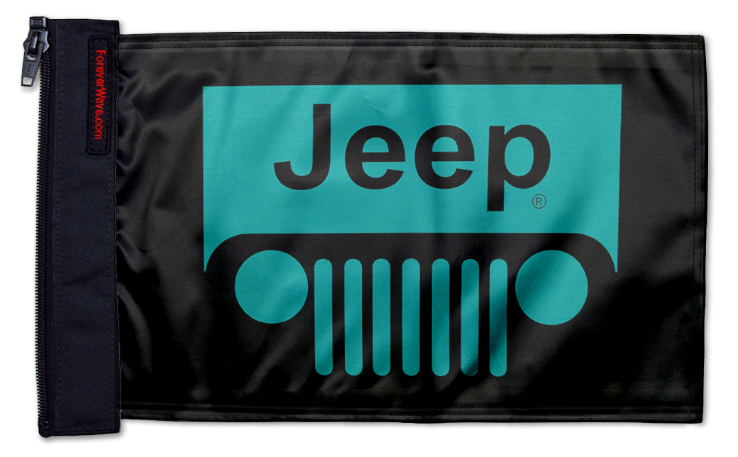 Jeep Grill 12"x18" Forever Wave Flag for Jeep Wrangler JLU 4-Door 2018-Present