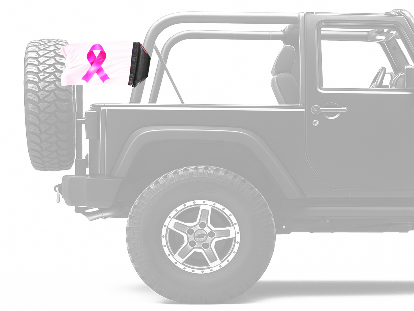 Pink Ribbon 12"x18" Forever Wave Flag for Jeep Wrangler JKU 4-Door 2007-2018