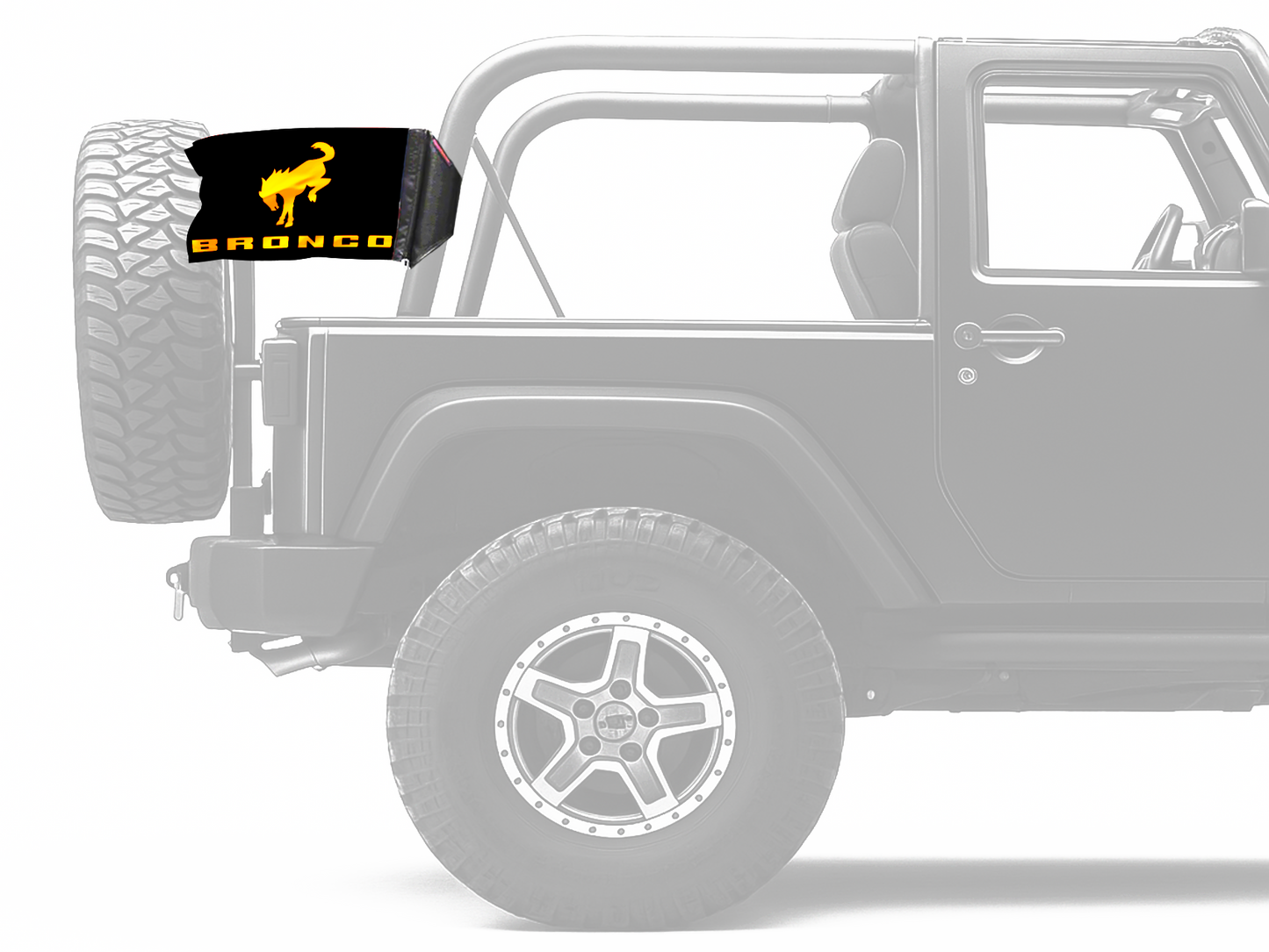 Bucking Bronco 12"x18" Forever Wave Flag for Jeep Wrangler JKU 4-Door 2007-2018