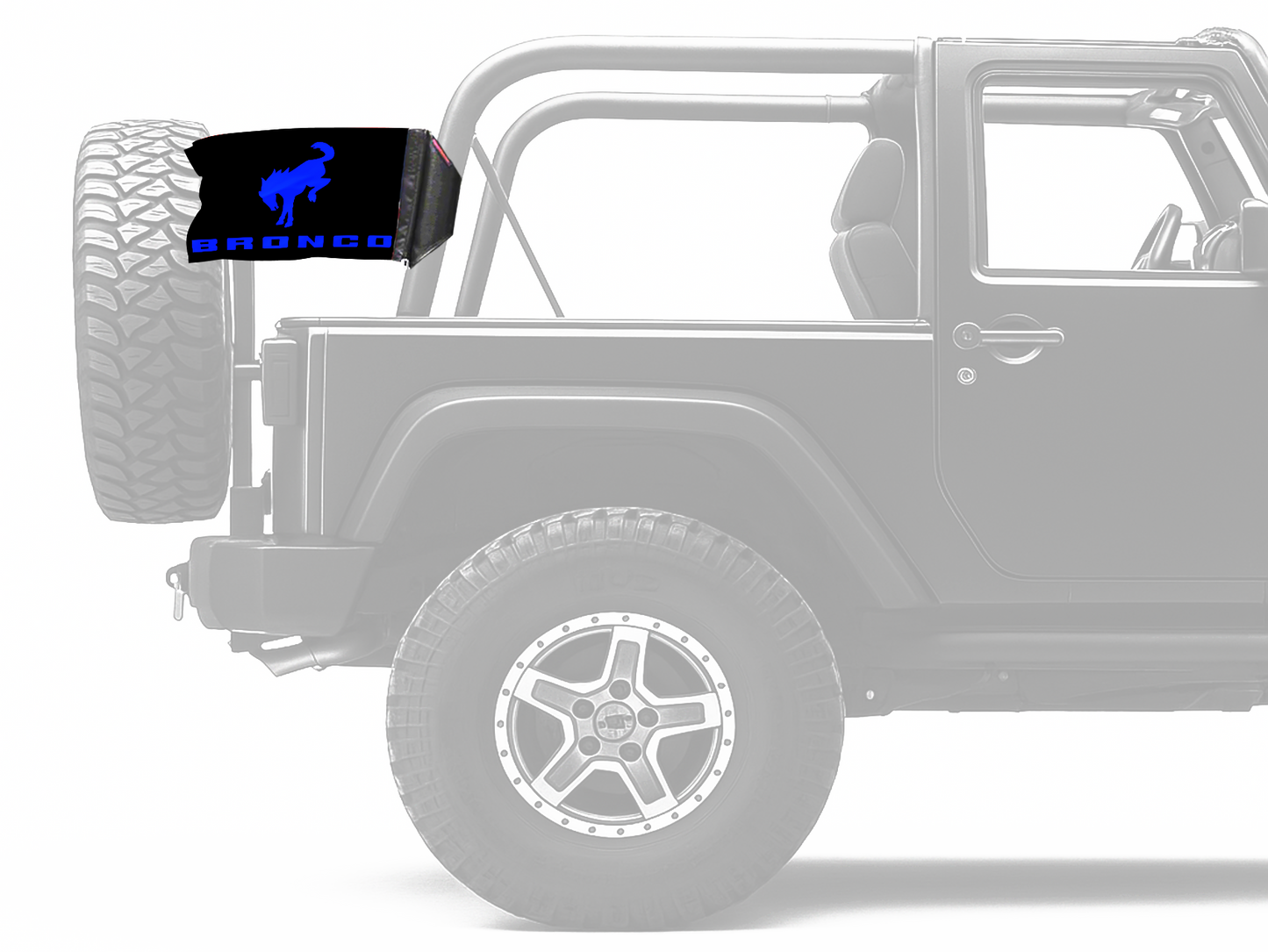 Bucking Bronco 12"x18" Forever Wave Flag for Jeep Wrangler JKU 4-Door 2007-2018