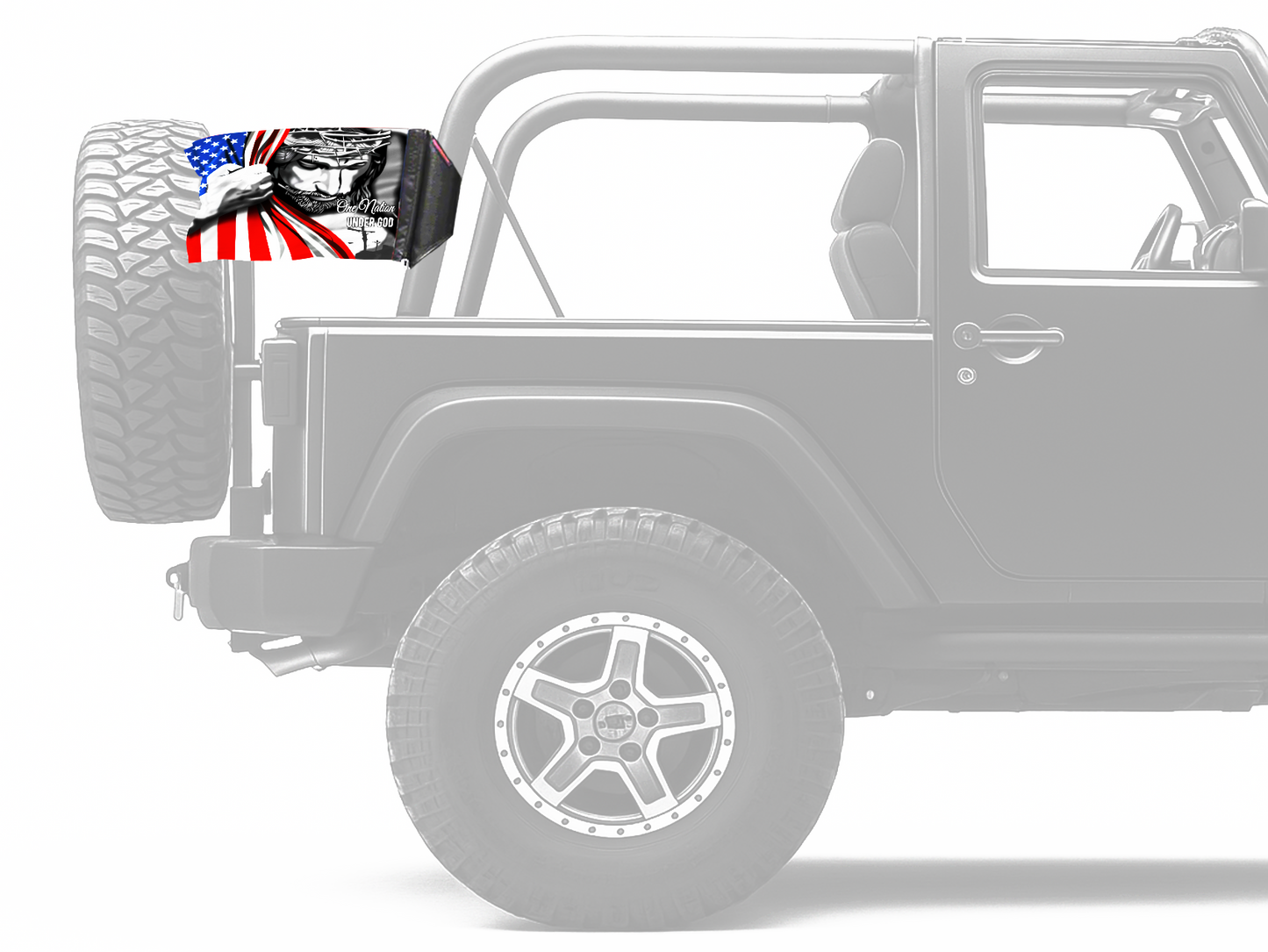 One Nation 12"x18" Forever Wave Flag for Jeep Wrangler JKU 4-Door 2007-2018