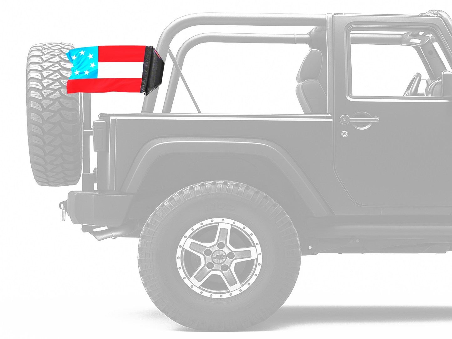 1st Confederate 7 Star 12"x18" Forever Wave Flag for Jeep Wrangler JKU 4-Door 2007-2018