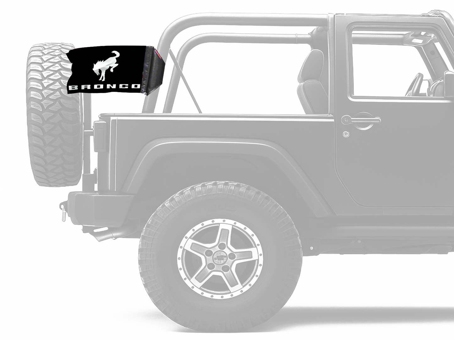Bucking Bronco 12"x18" Forever Wave Flag for Jeep Wrangler JL 2-Door 2018-Present