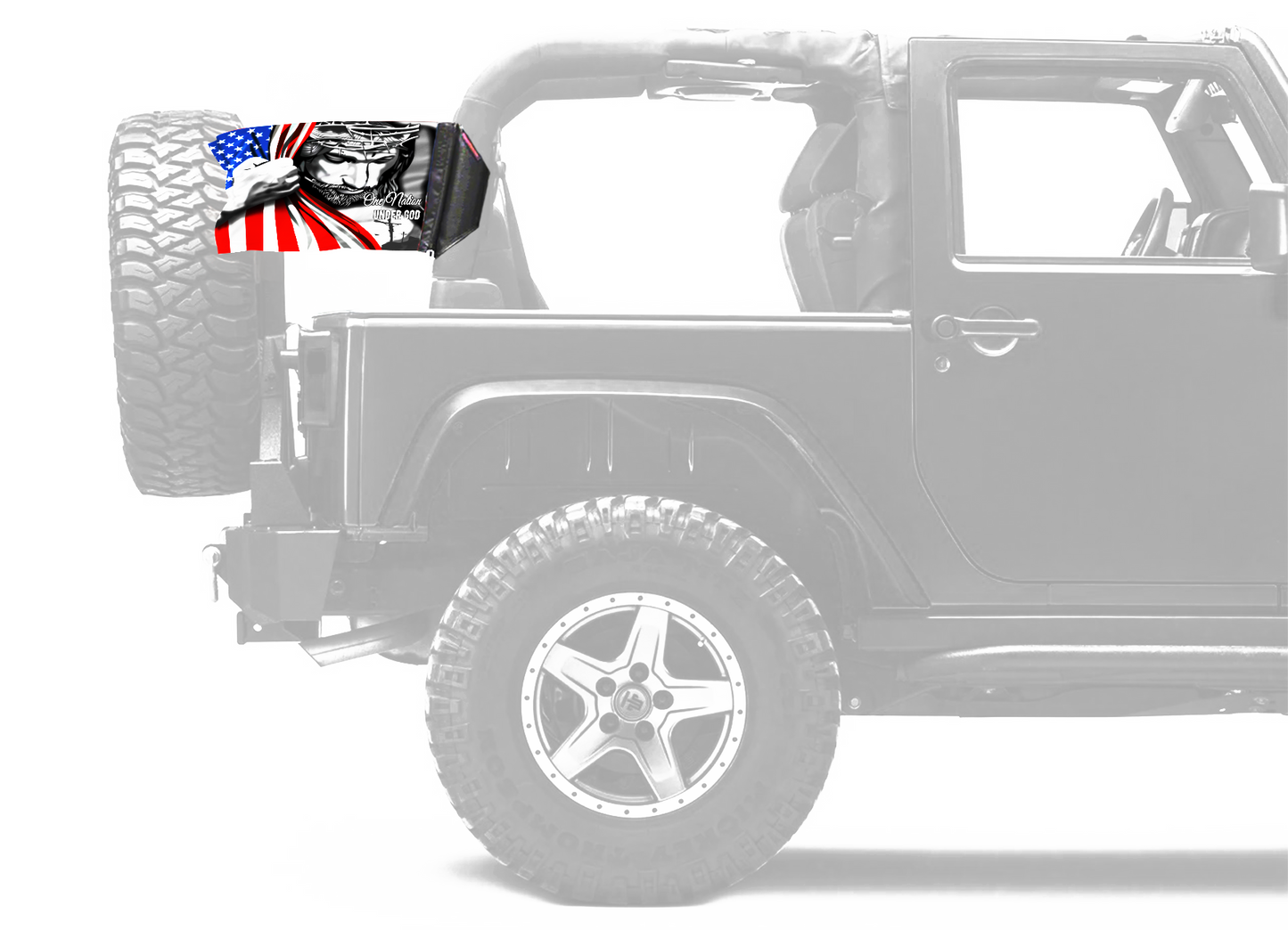 One Nation 12"x18" Forever Wave Flag for Jeep Wrangler JKU 4-Door 2007-2018