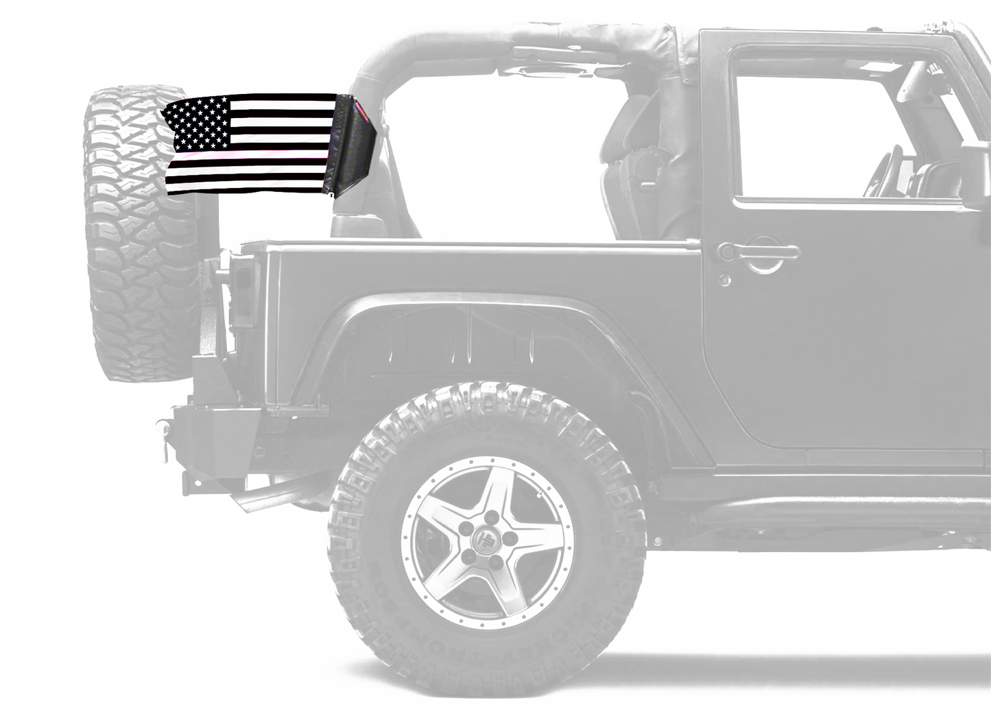 USA Subdued Thin Pink Line 12"x18" Forever Wave Flag for Jeep Wrangler JKU 4-Door 2007-2018
