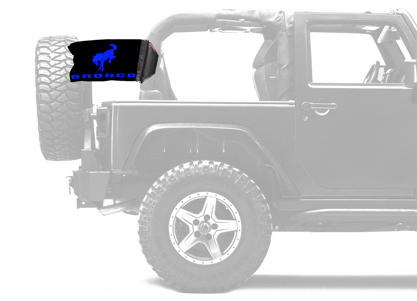 Bucking Bronco 12"x18" Forever Wave Flag for Jeep Wrangler JKU 4-Door 2007-2018