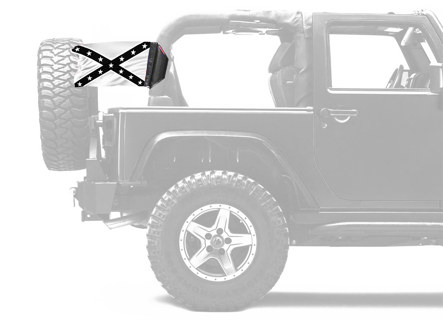 Confederate Subdued 12"x18" Forever Wave Flag for Jeep Wrangler JKU 4-Door 2007-2018