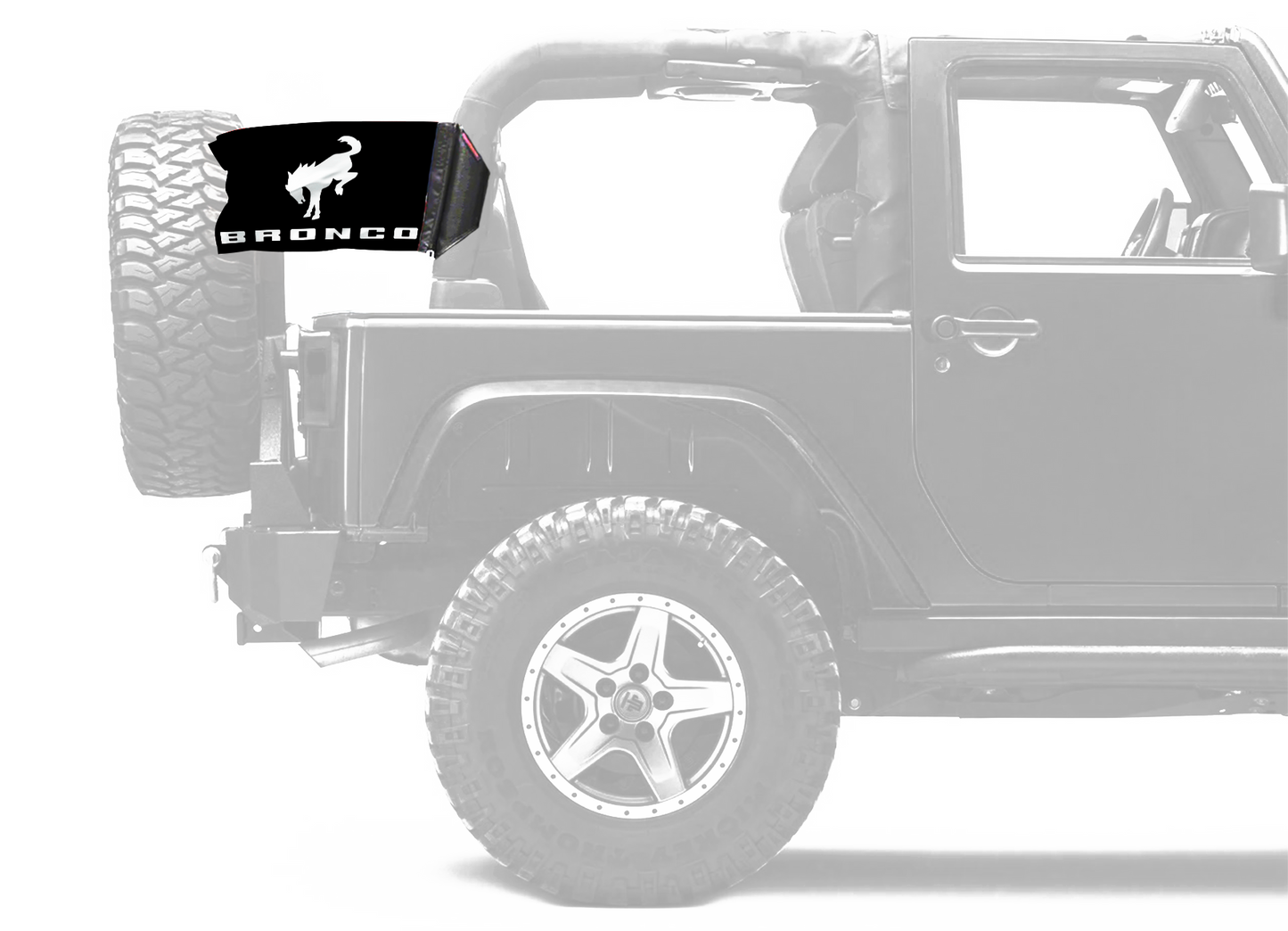 Bucking Bronco 12"x18" Forever Wave Flag for Jeep Wrangler JKU 4-Door 2007-2018