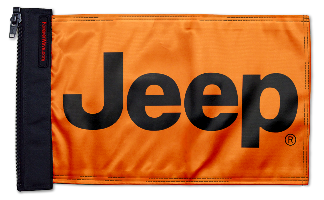 Jeep Safety Orange SQ12"x18" Forever Wave Flag for Jeep Wrangler JLU 4-Door 2018-Present