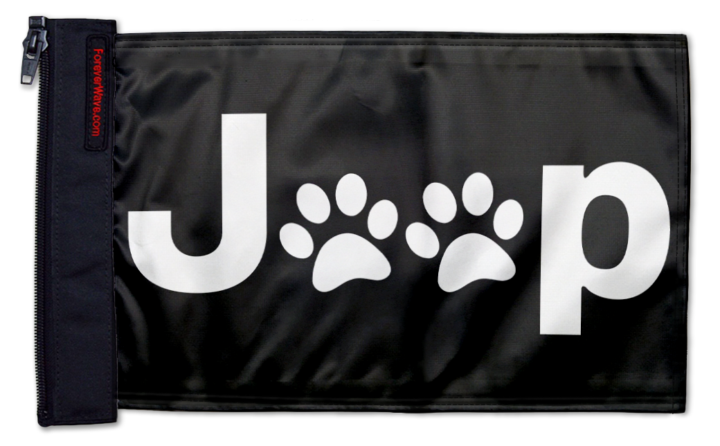 Jeep Paws 12"x18" Forever Wave Flag for Jeep Wrangler JLU 4-Door 2018-Present