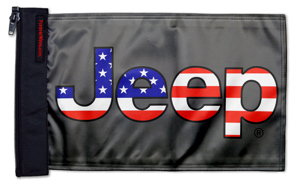 Jeep USA 12"x18" Forever Wave Flag for Jeep Wrangler JKU 4-Door 2007-2018