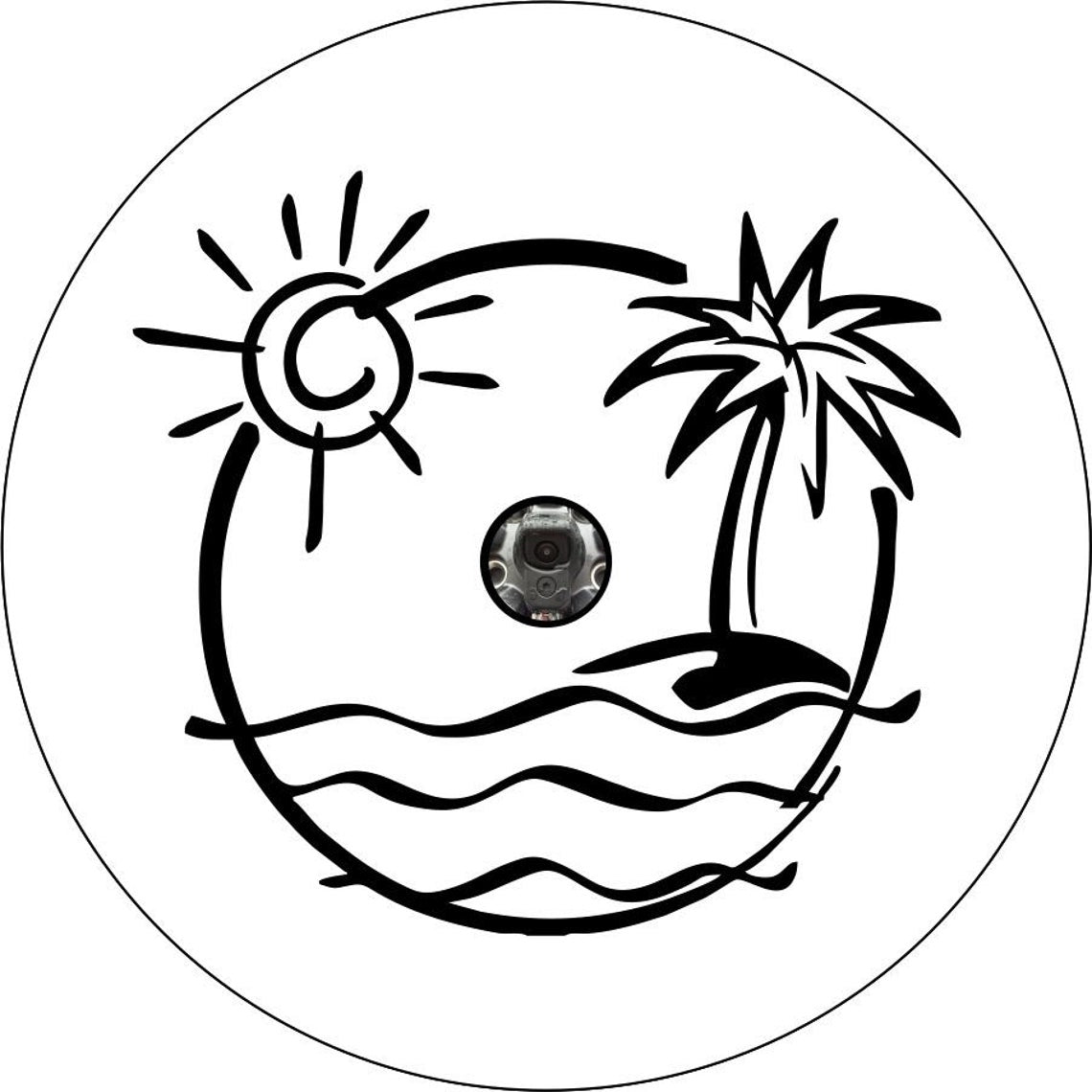 Just Beachin' - Cute Beach Scene Spare Tire Cover (ANY COLOR)