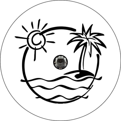 Just Beachin' - Cute Beach Scene Spare Tire Cover (ANY COLOR)