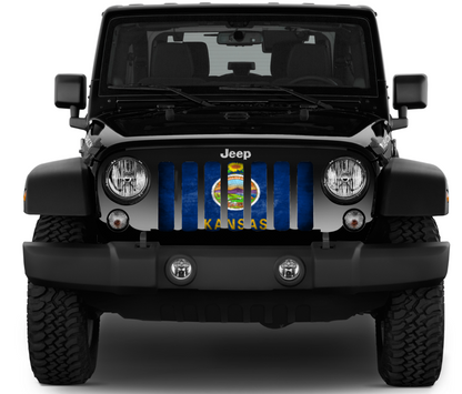 Kansas Grunge State Flag Grille Insert