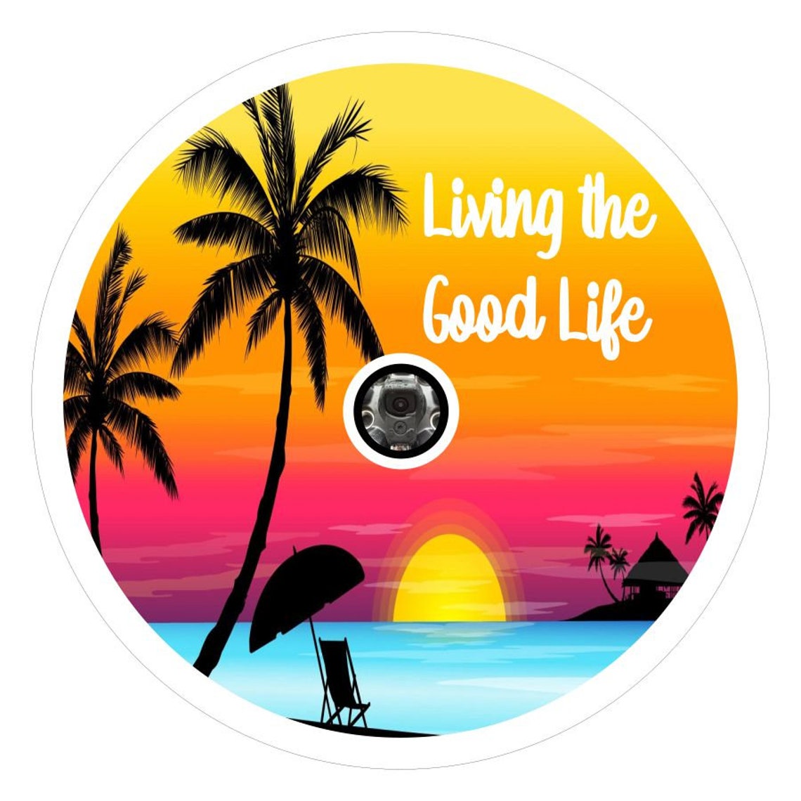 Living The Good Life Vibrant Colorful Sunset Spare Tire Cover for Jeep, Bronco, Campers, & More