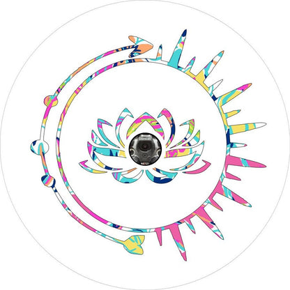 Tie Dye Lotus Flower Inside Sun & Arrow Spare Tire Cover
