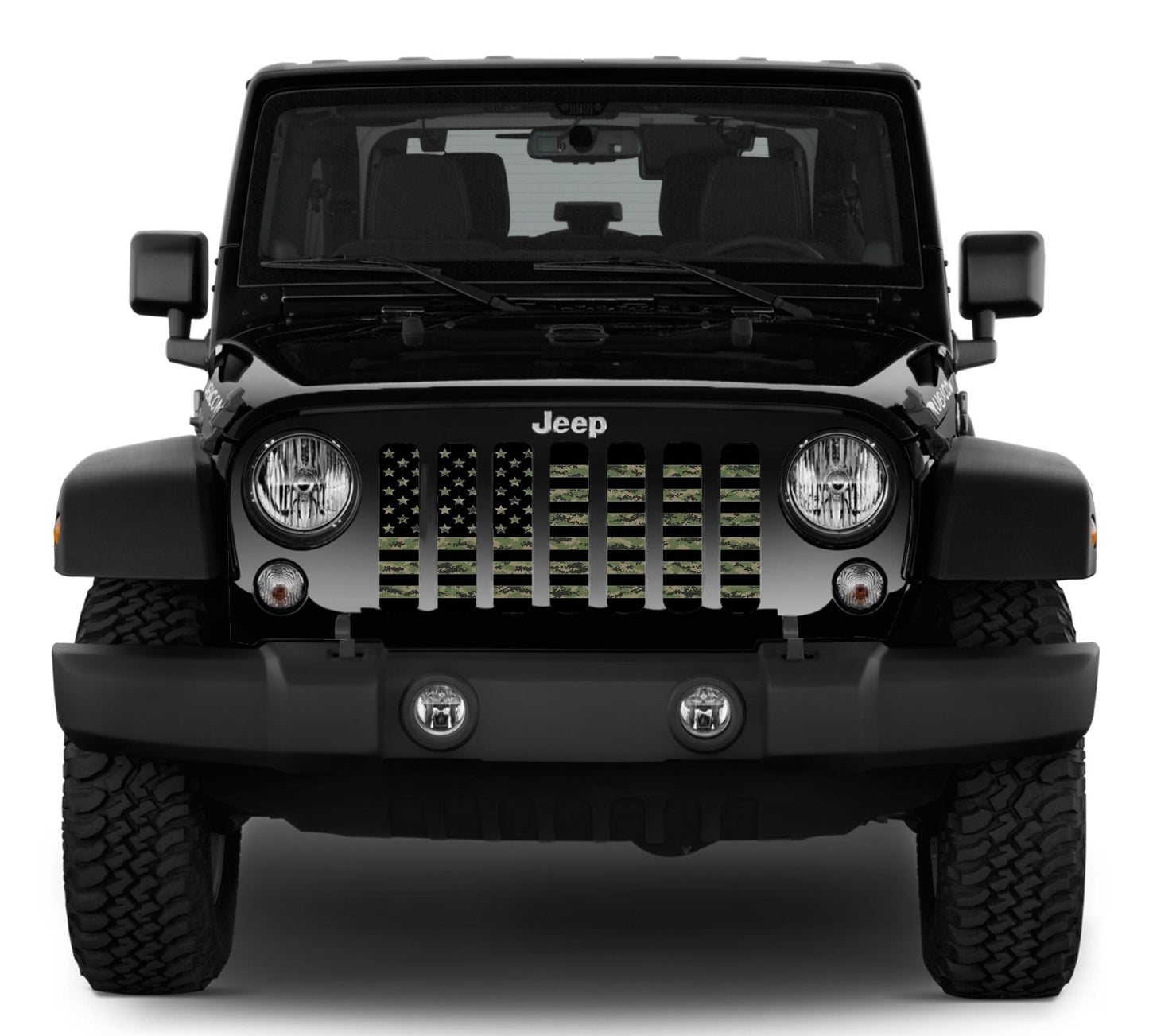 Green Digi Military Camo American Flag Grille Insert