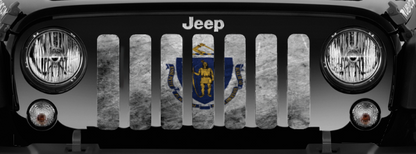 Massachusetts Grunge State Flag Grille Insert
