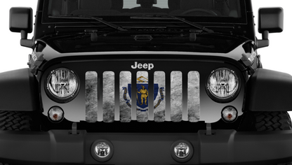 Massachusetts Grunge State Flag Grille Insert