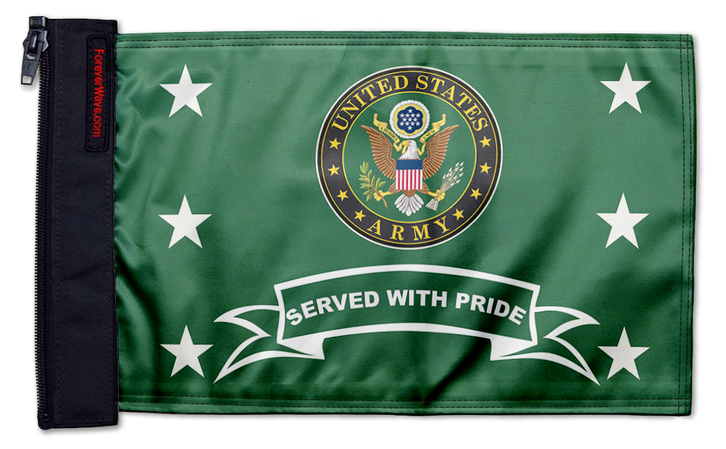 Army Served With Pride 12"x18" Forever Wave Flag for Jeep Wrangler JKU 4-Door 2007-2018