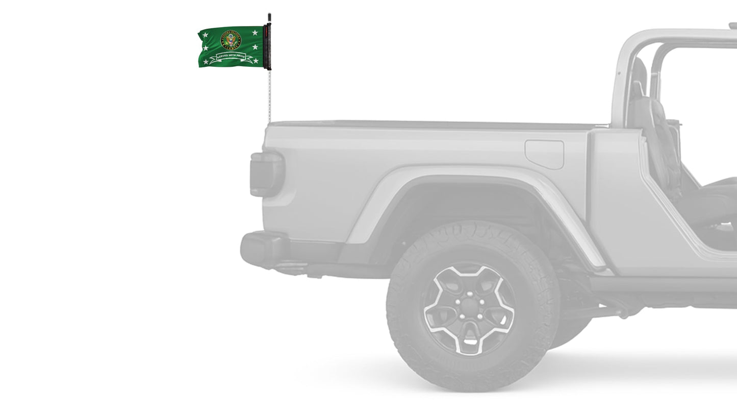 Army Served With Pride 12"x18" Forever Wave Flag for Jeep Wrangler JLU 4-Door 2018-Present