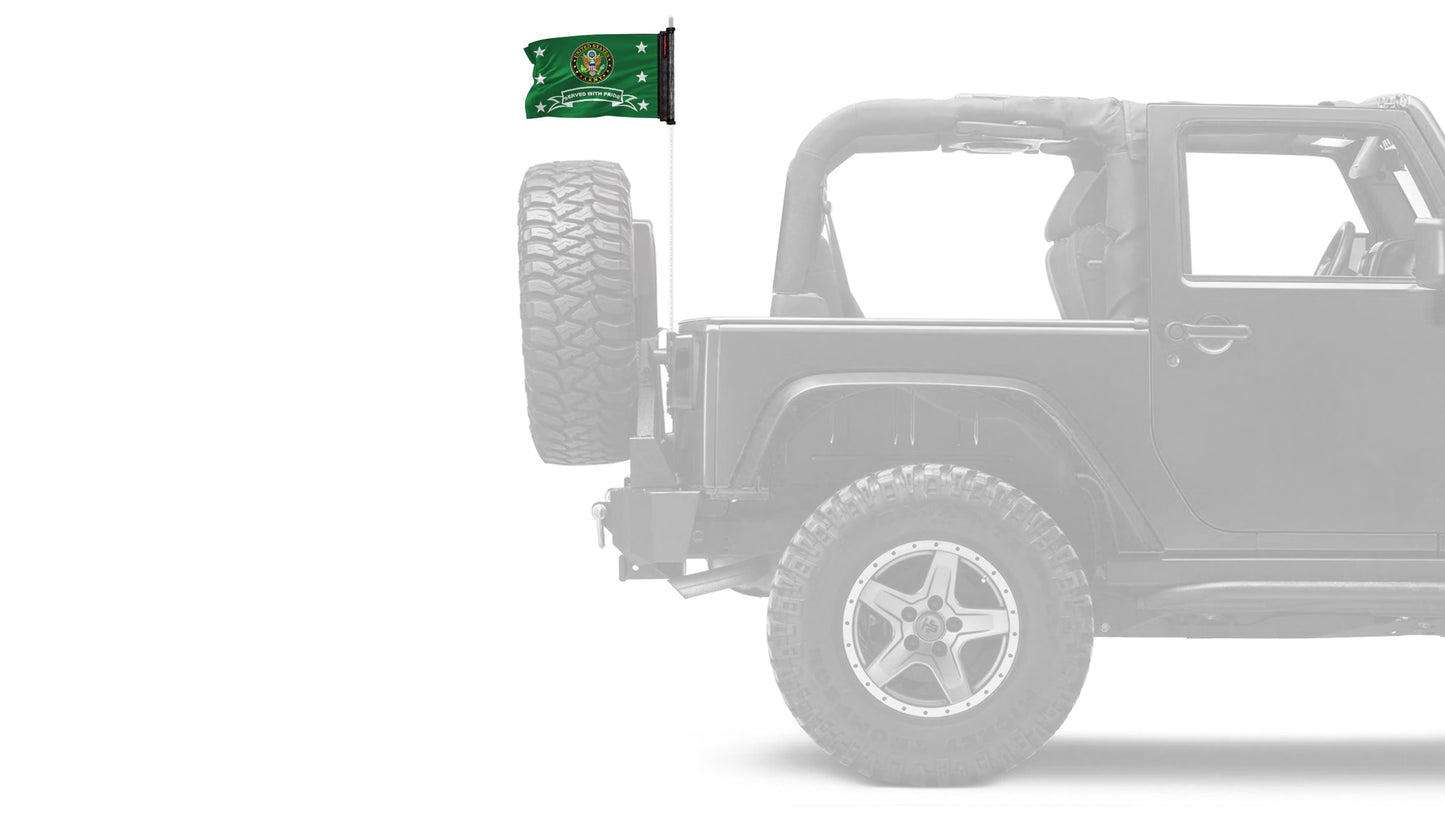 Army Served With Pride 12"x18" Forever Wave Flag for Jeep Wrangler JKU 4-Door 2007-2018