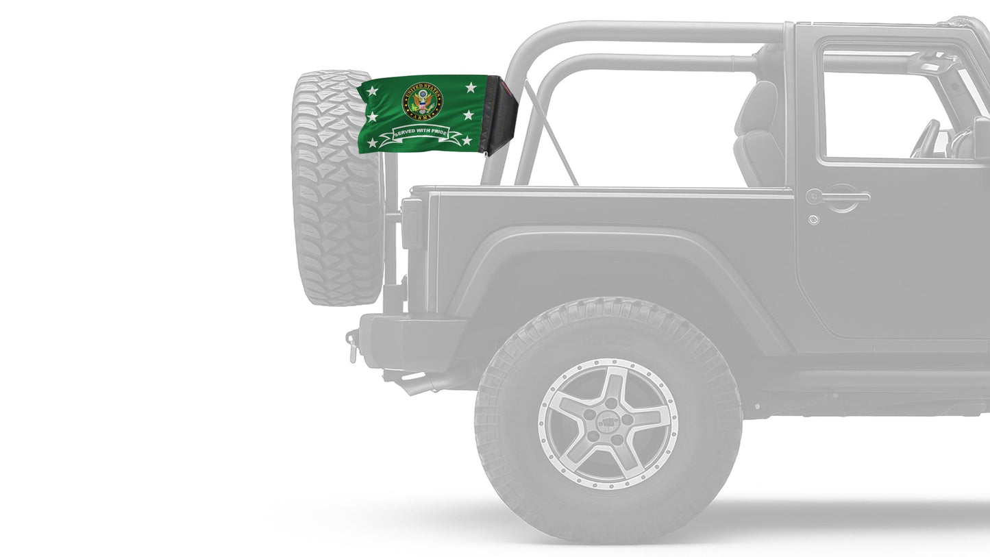 Army Served With Pride 12"x18" Forever Wave Flag for Jeep Wrangler JKU 4-Door 2007-2018