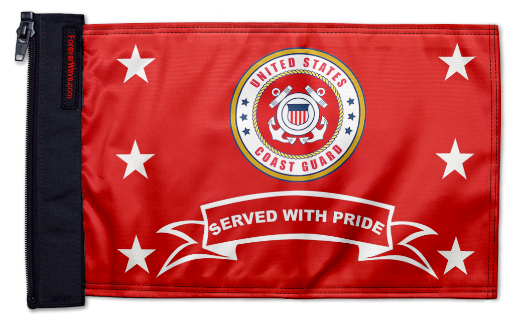 Coast Guard Served With Pride 12"x18" Forever Wave Flag for Jeep Wrangler JKU 4-Door 2007-2018