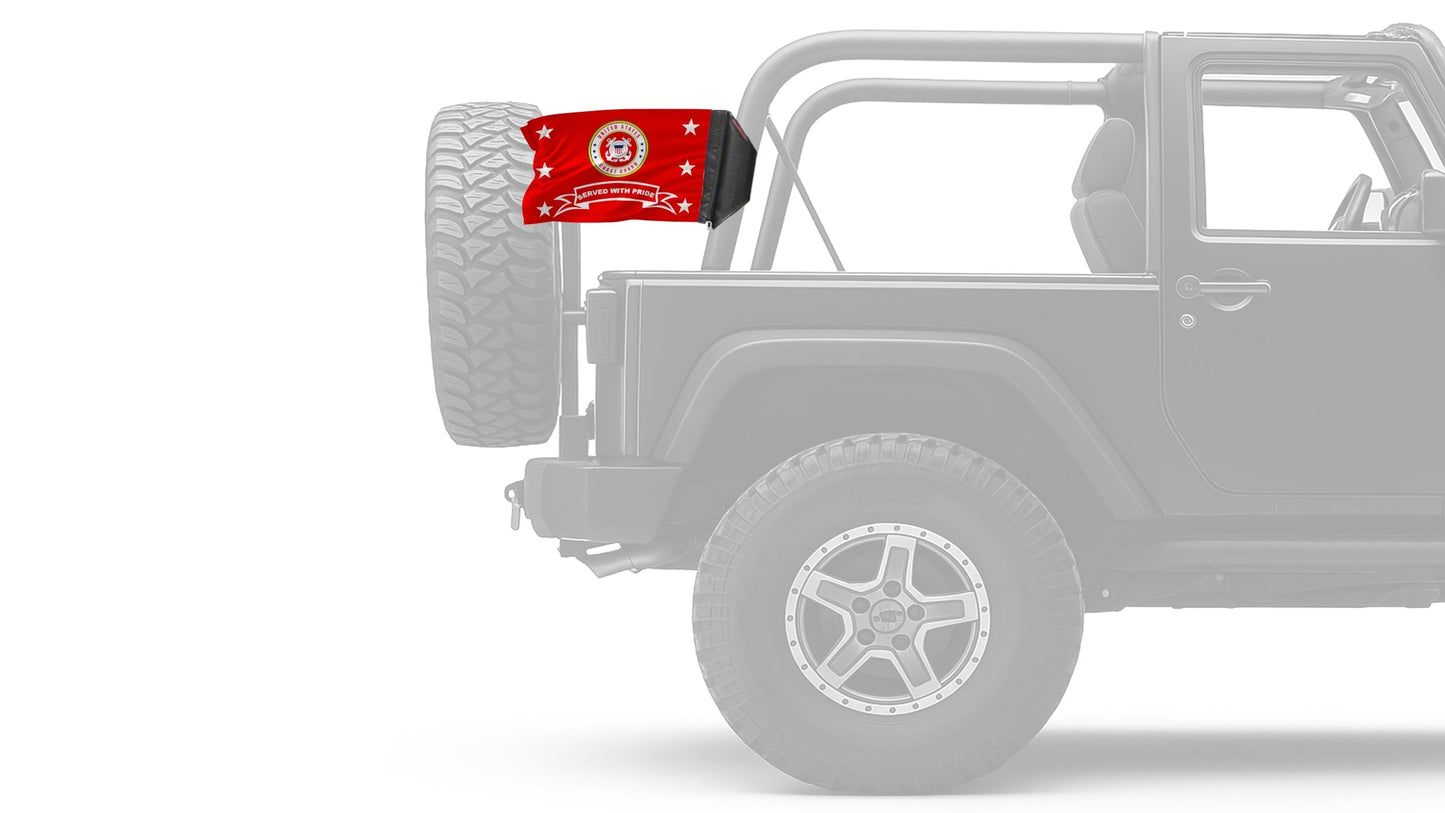 Coast Guard Served With Pride 12"x18" Forever Wave Flag for Jeep Wrangler JKU 4-Door 2007-2018