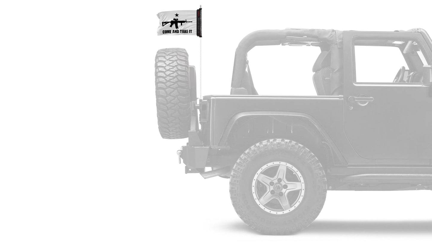 Gonzales Machine Gun 12"x18" Forever Wave Flag for Jeep Wrangler JKU 4-Door 2007-2018