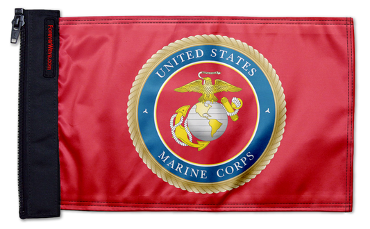 Marines Emblem 12"x18" Forever Wave Flag for Jeep Wrangler JKU 4-Door 2007-2018