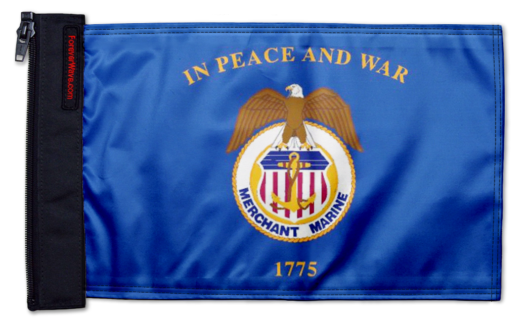 Merchant Marine 12"x18" Forever Wave Flag for Jeep Wrangler JLU 4-Door 2018-Present