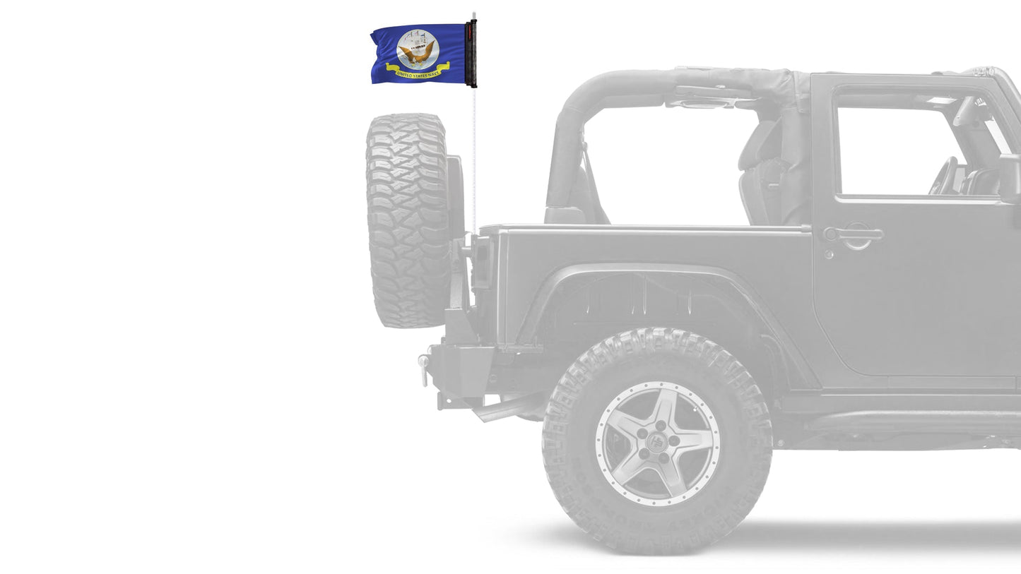 Navy 12"x18" Forever Wave Flag for Jeep Wrangler JLU 4-Door 2018-Present