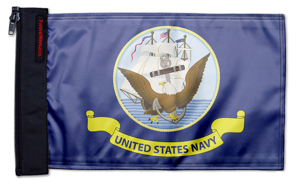 Navy 12"x18" Forever Wave Flag for Jeep Wrangler JLU 4-Door 2018-Present