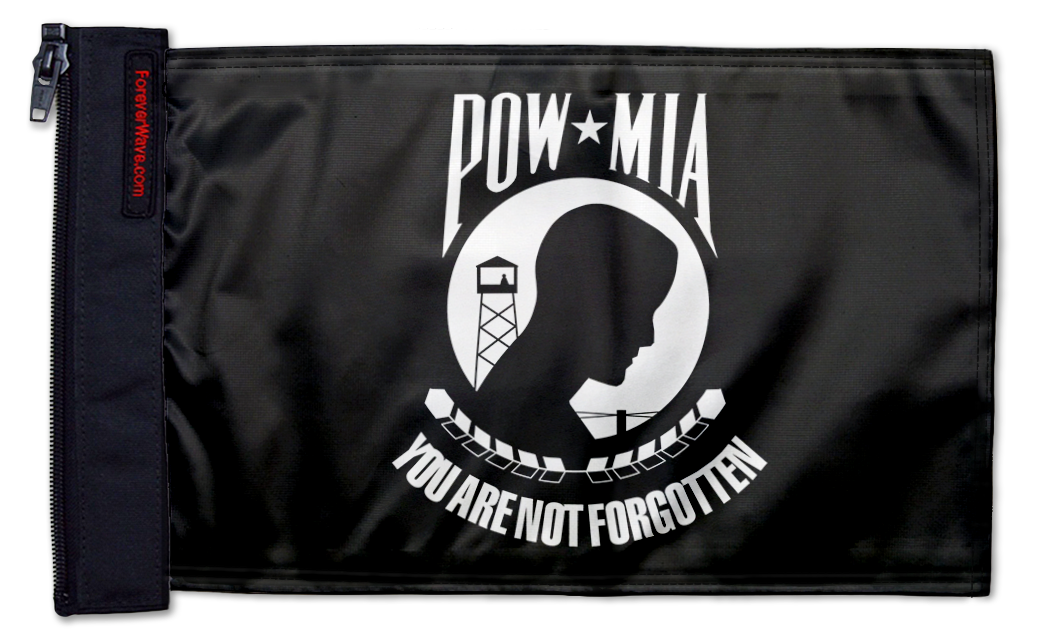 POW MIA 12"x18" Forever Wave Flag for Jeep Wrangler JKU 4-Door 2007-2018