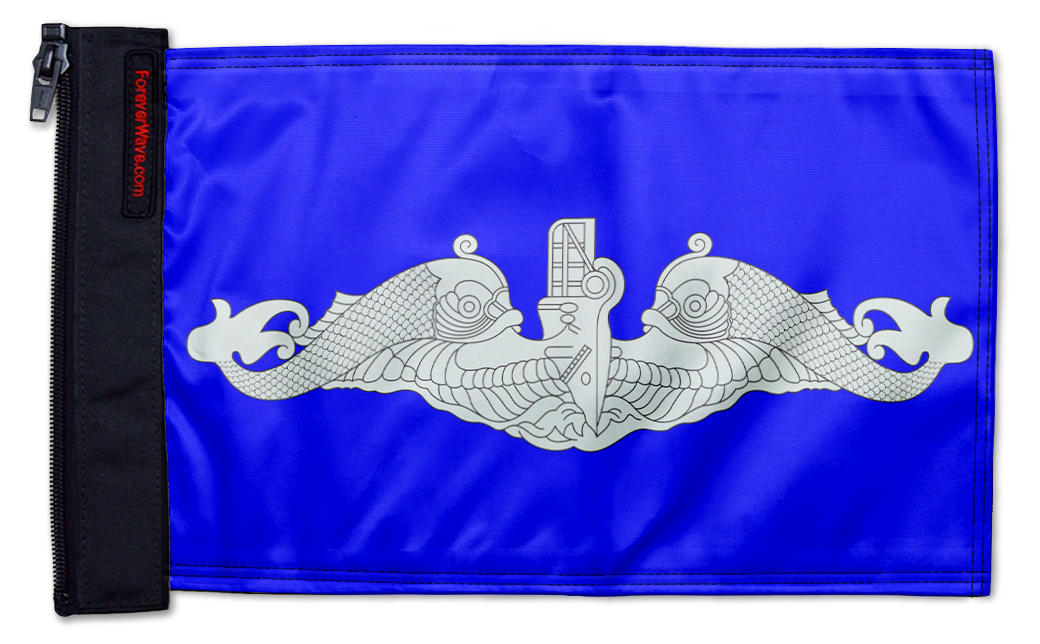 Submarine Silver Dolphins 12"x18" Forever Wave Flag