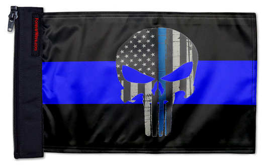 Thin Blue Line Punisher 12"x18" Forever Wave Flag for Jeep Wrangler LJ 2003-2006