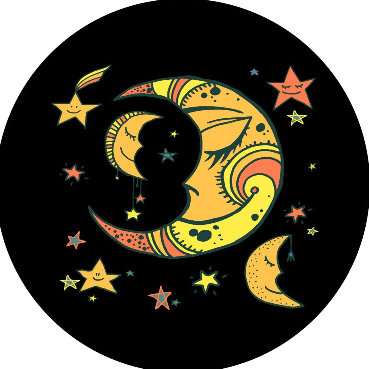 Sleeping Moons & Smiling Stars Spare Tire Cover Design