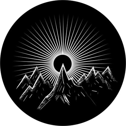 Mountains Peak Sun Rays Shining Spare Tire Cover - Jeep, Bronco, RV, Camper, Trailer, Van