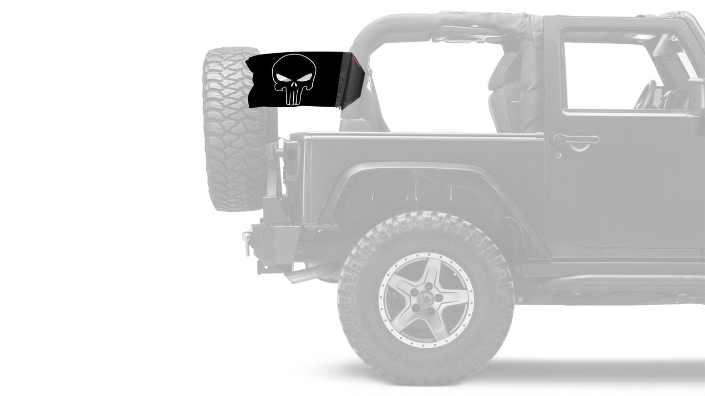 Punisher 12"x18" Forever Wave Flag for Jeep Wrangler JLU 4-Door 2018-Present