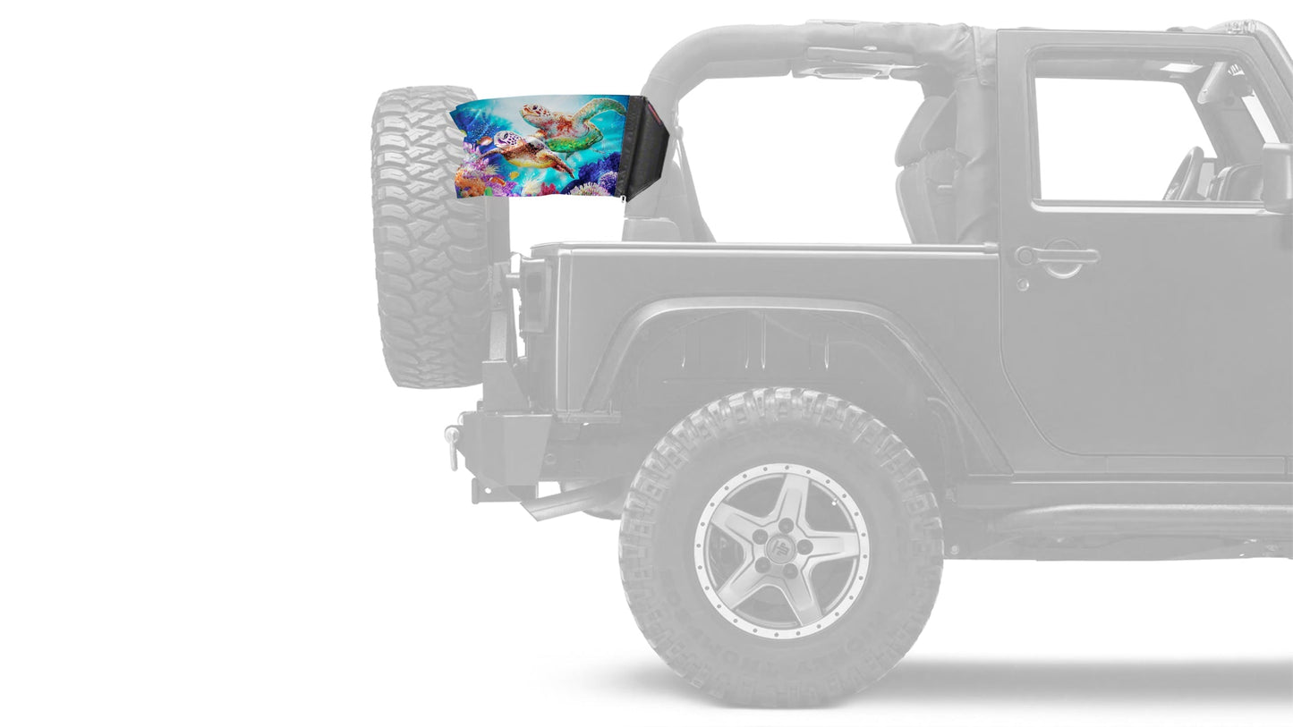 Sea Turtles 12"x18" Forever Wave Flag for Jeep Wrangler JLU 4-Door 2018-Present