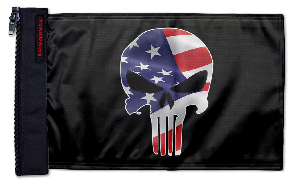 Punisher USA 12"x18" Forever Wave Flag for Jeep Wrangler JKU 4-Door 2007-2018