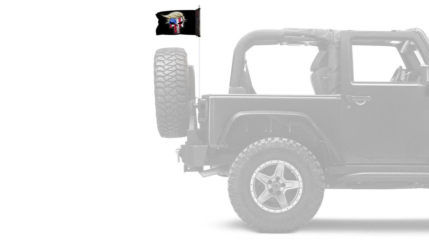 Trump Punisher 12"x18" Forever Wave Flag for Jeep Wrangler JLU 4-Door 2018-Present